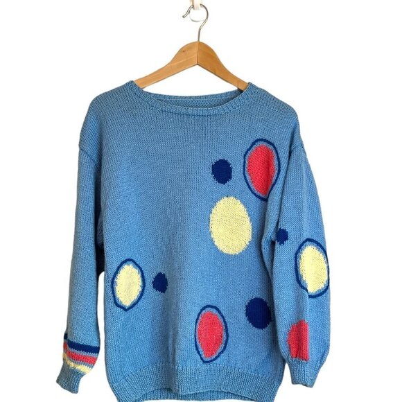 Handmade Knit Long Sleeve Crew Neck Spring Sweater Size Medium - Picture 1 of 5